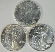 3 Better Date Superb Gem BU $1 Silver Eagles: 1986, 1987, & 1994