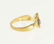 14K Yellow Gold Heart Diamond Inset Vintage Love Ring