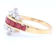 18kt Yellow gold ruby and diamond crown ring