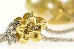 18K White Gold Denny Wong Pearl Diamond Flower Dangle Necklace