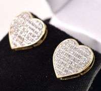 Opulent Approx. 0.33CTW Diamond Cluster Heart Earrings in 14K Yellow Gold
