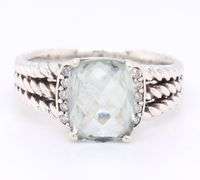 David Yurman petite Wheaton prasiolite and diamond ring
