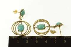 14K Yellow Gold Turquoise Rope Twist Dangle Screw Back Earrings