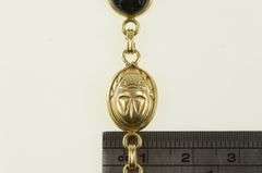 14K Yellow Gold Carved Black Onyx Scarab Egyptian Bracelet