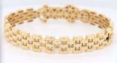 14kt Yellow gold Saint Jude cubic zirconia bangle braclet
