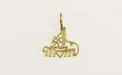 14K Yellow Gold #1 Number One Mom Mother's Day Charm/Pendant
