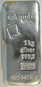 Lovely HEAVY 1 Kilo Pure .999 Fine Silver 1 Kilo VALCAMBI Bar. Unique serial number