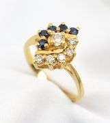 Feminine 14K Sapphire & Diamond Cluster