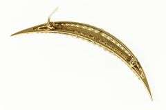 14K Yellow Gold 0.81 Ctw Victorian Diamond Pearl Moon Pin/Brooch