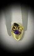 Exquisite 14K and Amethyst Geometric Ring