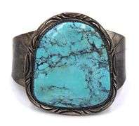Vintage 925 sterling silver signed huge turquoise cuff bangle