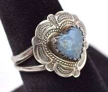 Sterling Silver Southwestern Blue Heart Gem Ring