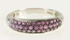 10K White Gold Pave Pink Sapphire Statement Band Ring