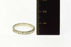 18K White Gold Art Deco Diamond Ornate Wedding Band Ring