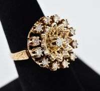 Vintage 14K Yellow Gold Diamond Explosion Ring