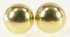 14K Yellow Gold Round Domed Vintage Classic Stud Earrings