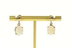 14K Yellow Gold Opal Inset Retro Dangle Screw Back Earrings