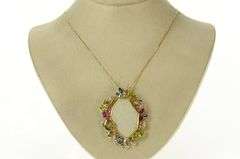 18K Yellow Gold Opal Peridot Topaz Tourmaline Diamond Pendant