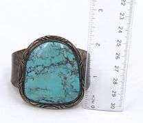 Vintage 925 sterling silver signed huge turquoise cuff bangle