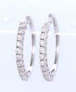 10kt White gold Illusion set diamond hoop earrings