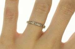 18K White Gold Art Deco Diamond Ornate Wedding Band Ring