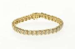 10K Yellow Gold 3.15 Ctw Baguette Round Diamond Tennis Bracelet