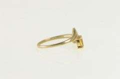 10K Yellow Gold Vintage Citrine Diamond Accent Wavy Ring