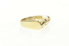 14K Yellow Gold Flush Ruby Diamond Curved Squared Statement Ring