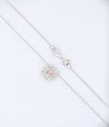 14kt White gold top light brown and white diamond halo pendant on chain necklace