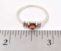 Sterling Silver Red Garnet and CZ Gemstone Ring