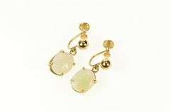 14K Yellow Gold Opal Inset Retro Dangle Screw Back Earrings