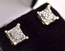 Darling Approx. 0.15CTW Diamond Cluster Square Earrings in 14K Yellow Gold