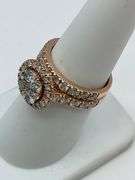 CERTIFIED 14K ROSE GOLD DIAMOND WEDDING SET. 2.45 CARAT