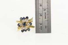 14K Yellow Gold 1.25 Ctw Sapphire Diamond Cluster Ring