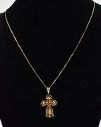 Spiritual 14K Yellow Gold Cross Pendant Necklace