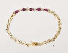 Desirable 10K Yellow Gold Ruby and Diamond Bracelet