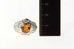 18K White Gold 5.23 Ctw Orange Sapphire Diamond Engagement Ring