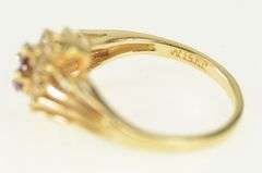 14K Yellow Gold Marquise Ruby Diamond Halo Bypass Ring