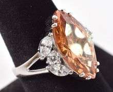 Sterling Silver Orange and White CZ Ring