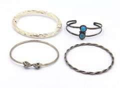 Group lot of 4 vintage 925 sterling silver bangles