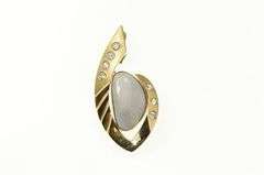 14K Yellow Gold Designer Black Opal Diamond Geometric Pendant