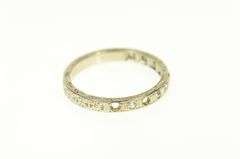 18K White Gold Art Deco Diamond Ornate Wedding Band Ring