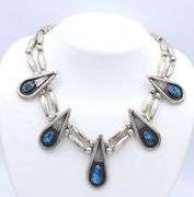 Vintage 925 sterling silver tear drop turquoise necklace