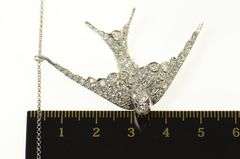 Platinum 3.06 Ctw Pave Diamond Ruby Sparrow Bird Necklace