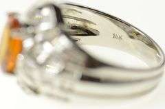 18K White Gold 5.23 Ctw Orange Sapphire Diamond Engagement Ring
