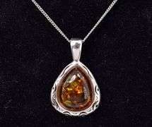 Sterling Silver Amber Gemstone Necklace