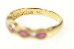 14K Yellow Gold 0.73 Ctw Natural Ruby Diamond Wedding Band Ring