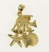 14K Yellow Gold Sea Shell Ocean Beach Motif Vintage Charm/Pendant