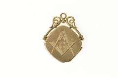 14K Yellow Gold Masonic Symbol Photo Picture Locket Pendant