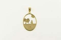 14K Yellow Gold Enamel Dolphin Beach Motif Ocean Charm/Pendant